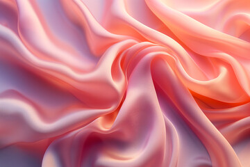 Wavy pink silk fabric background.