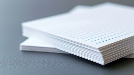 A stack of ruled index cards with crisp edges, perfect for organizing study notes and flashcards.