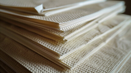 A stack of textured cardstock paper with a matte finish.