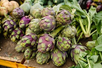 Fototapeta premium Heap of Italian artichokes at market