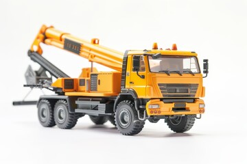 Isolated toy crane truck on white background
