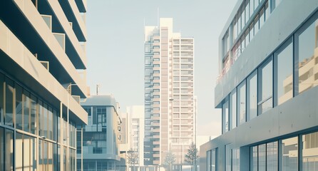 a tall building with a lot of windows - obrazy, fototapety, plakaty