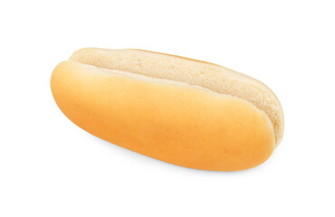 One fresh hot dog bun isolated on white