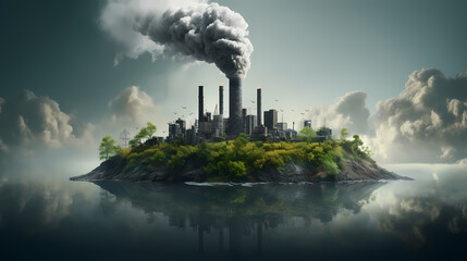 Green conservation, environmental protection, low carbon footprint, green factory industry - obrazy, fototapety, plakaty