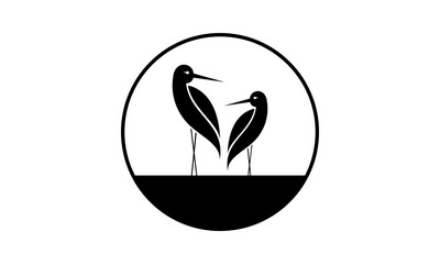Two pied stilt birds elegant illustration design vector