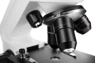 Fototapeta na wymiar Modern microscope isolated on white. Medical equipment