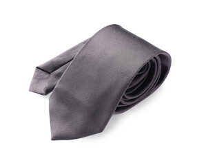 One grey necktie isolated on white. Men's accessory