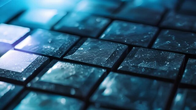 A closeup of a solar modules surface revealing intricate details and structural integrity as part of the rigorous testing process. . .