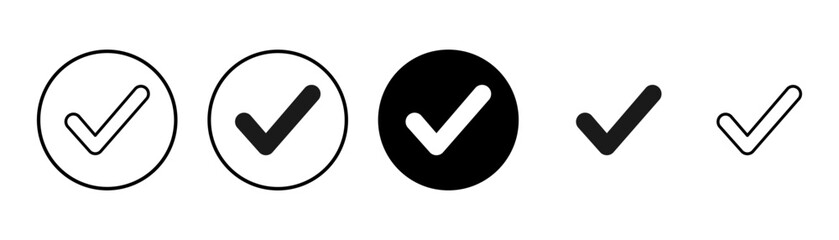 Check icon vector isolated on white background. check mark icon. check list button icon. Tick