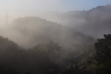 Misty morning near Namkhon village near Luang Namtha town, Laos