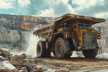 Large mining truck at copper mine - obrazy, fototapety, plakaty