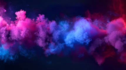 Fototapeten Cloud of smoke with some paint splatter coming out of it, neon colors © Pters