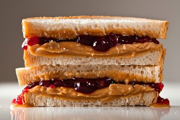 Partially eaten PB J sandwich