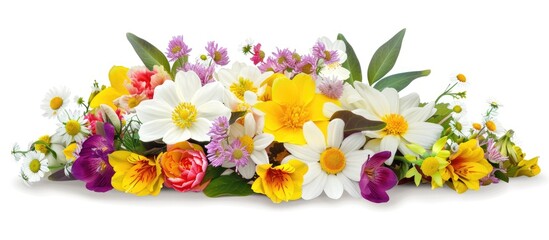 Spring flowers bouquet on a white background.