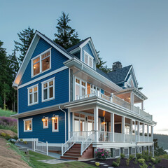 Stay at the Harbor Guest House in Marine Blue and Seashell White