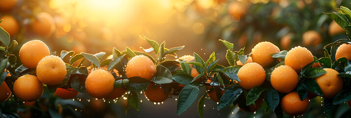 orange and flowers,
 Fresh Orange Fruit on Tree at Orchard