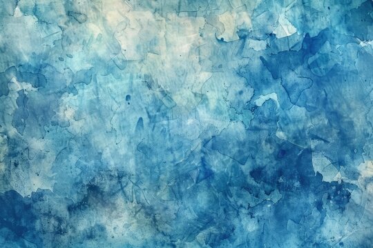 A textured paper with a cool watercolor mottled background in shades of blue - generative ai