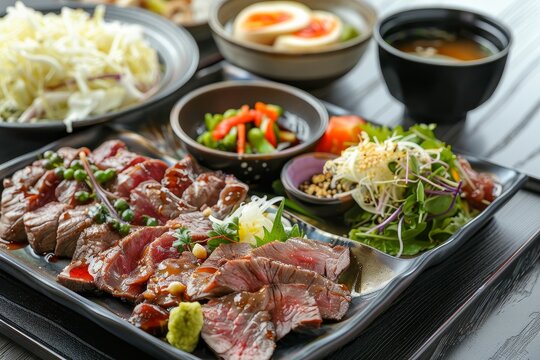 Sendai gyutan teishoku a Japanese meal of grilled beef tongue