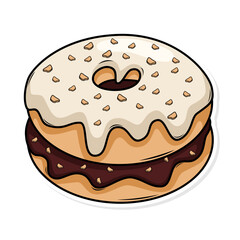 Delicious donut vector hand draw illustration