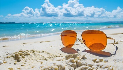 Idyllic Coastal Retreat with Stylish Sunglasses Amid Picturesque Seascape