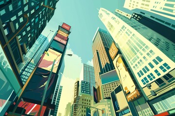 illustration of a big city with skyscrapers