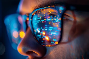 Reflection of digital data on glasses screen