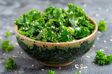 Bowl of fresh kale salad