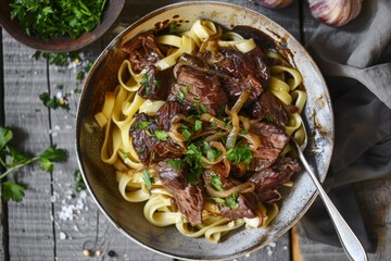 Obraz premium Braised beef and noodles