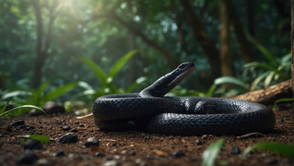 black mamba snake in the jungle