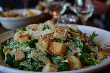 Caesar salad with extra dressing and parmesan