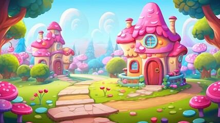 Enchanted Candyland, Whimsical Fantasy Landscape