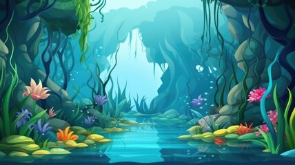 Fototapeta na wymiar Enchanted Underwater Oasis, Colorful Marine Illustration