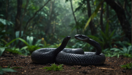 black mamba snake in the jungle