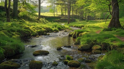 Tranquility of the countryside s meadows and streams