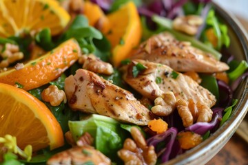 Close up of Orange Walnut Chicken Salad