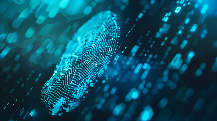 fingerprint biometric verification for cyber security, modern digital data protection technology, cyber tech background wallpaper 
