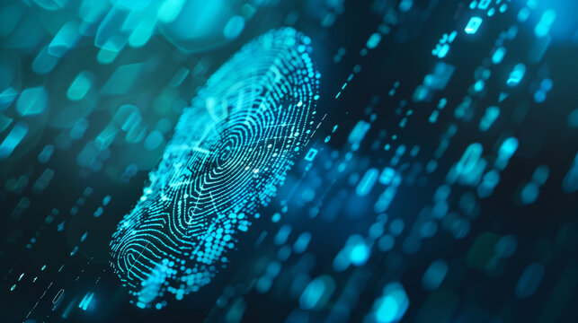 fingerprint biometric verification for cyber security, modern digital data protection technology, cyber tech background wallpaper 
