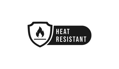Heat resistant sign vector isolated. Vector shield. Best Heat resistant sign for product packaging design, print design and more about Heat resistant product.