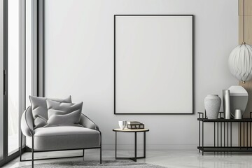 Modern scandinavian interior with poster mockup created with generative ai