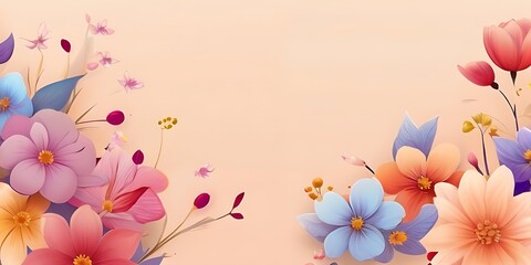 Vibrant soft colors flowers against a soft cream background. - obrazy, fototapety, plakaty
