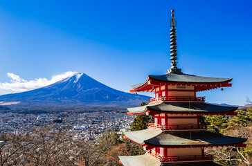 富士山と五重塔　富士吉田