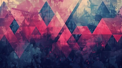 Creating an artistic digital backdrop featuring pixelated triangles and stylish geometric forms - obrazy, fototapety, plakaty