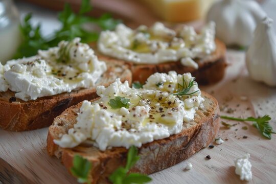 Goat cheese spread on bread or toast