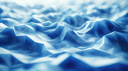 Abstract blue polygonal geometric background with undulating shapes.