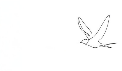 A minimalist line drawing showcases a swallow, emphasizing its sleek body, long forked tail, and dynamic wing shape, all depicted through a continuous line