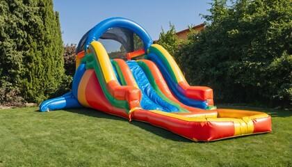 Children inflatable backyard water park - bouncy house with slide & splash pool combo