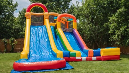 Outdoor inflatable water slide bounce house for kid play - splashy bouncy castle backyard fun