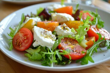 Summer salad with goat cheese for a light dinner