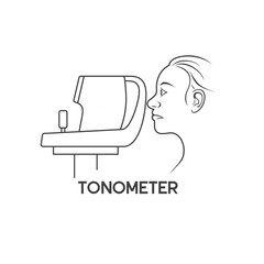 illustration of eye tonometer, tonometry, vector art.