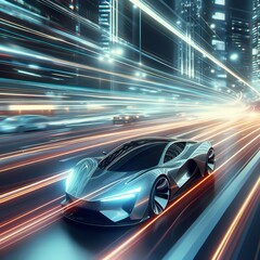 Fototapeta premium fast moving car at night